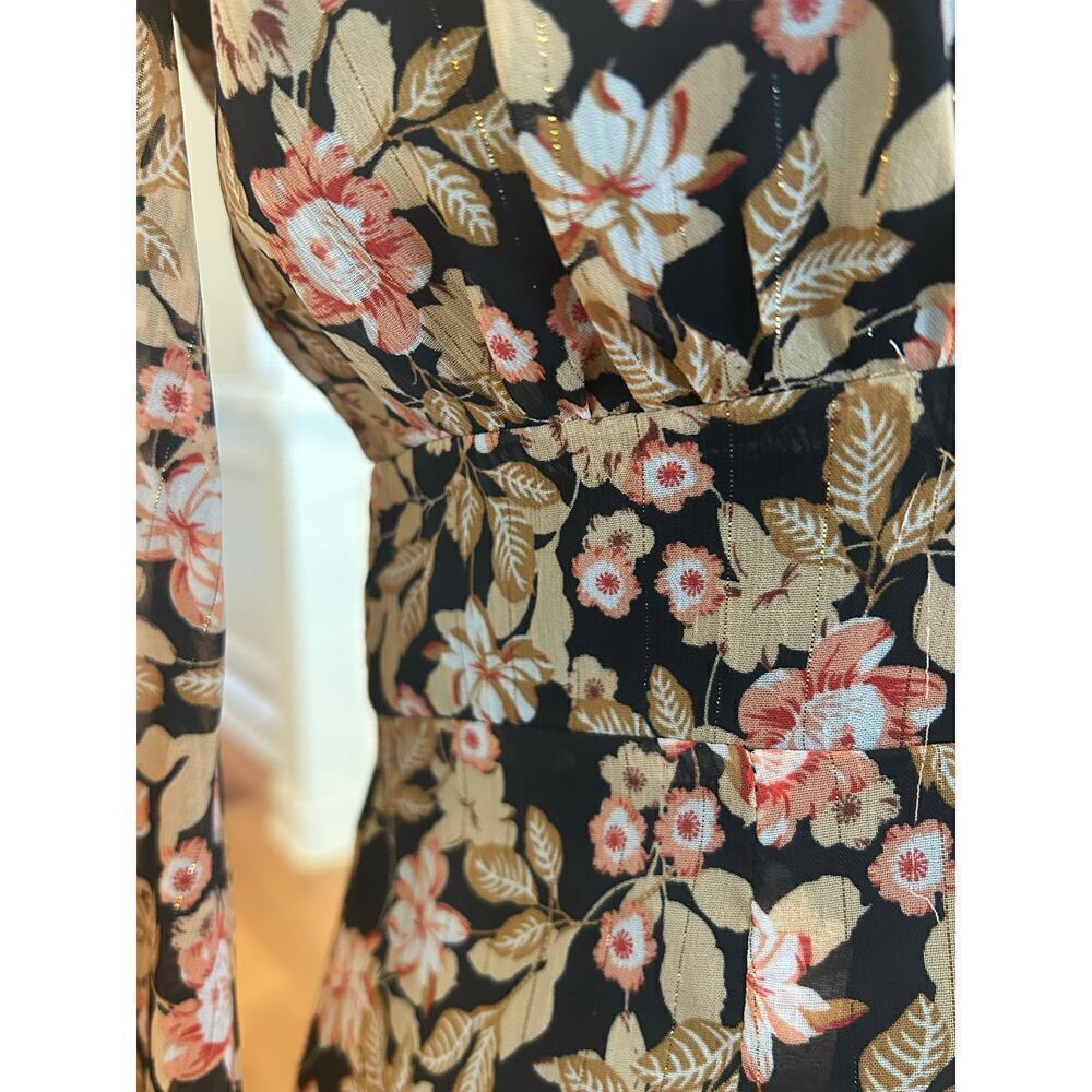 NASTY GAL BLOUSEN BROWN FLORAL LONG SLEEVE DRESS WOMENS SIZE 6 - Picture 5 of 12